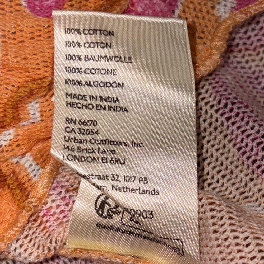Free People NEW Through the Meadow Mesh Ruched Sleeve Top Size Small Orange/Pink - Picture 14 of 14